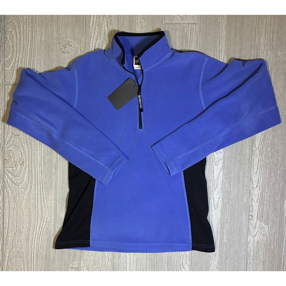 Vintage North Face Polartec Fleece Womens M Blue Black 1/4 Zip Pullover Y2K